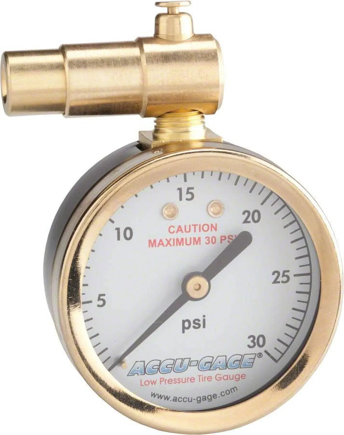 Presta-Valve Dial Gauge with Pressure Relief: 30psi