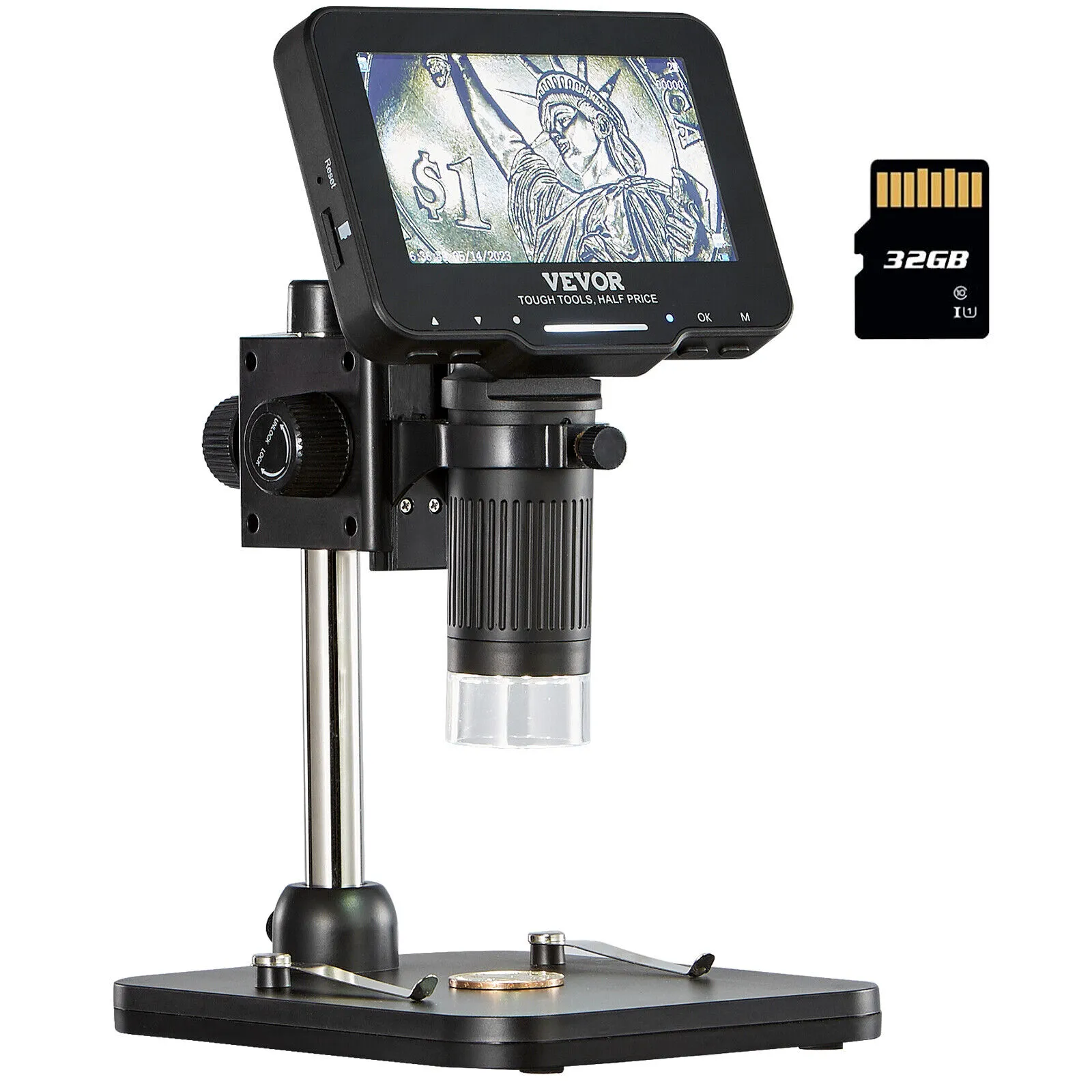 VEVOR Digital Microscope Coin Microscope 4.3in IPS Screen 50-1000X Magnification