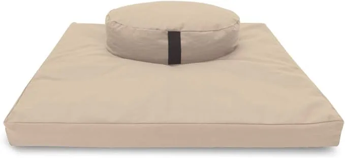 Bean Products Oval or Round Zafu & Zabuton Meditation Cushion Set (Natural - Oval ...