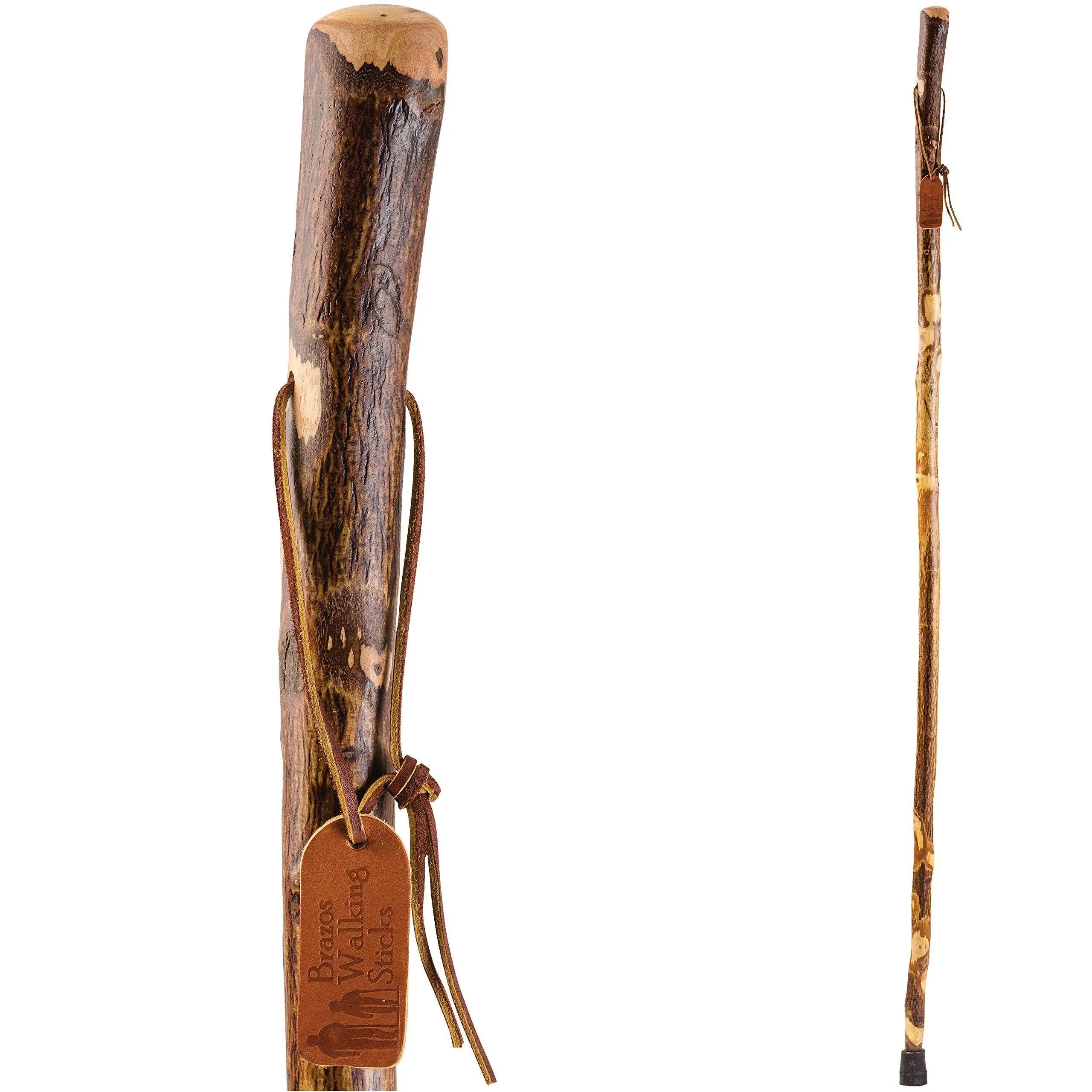 Brazos Rustic Wood Walking Stick, Hawthorn, Traditional Style Handle, for Men & Women, Made in the USA, 48"