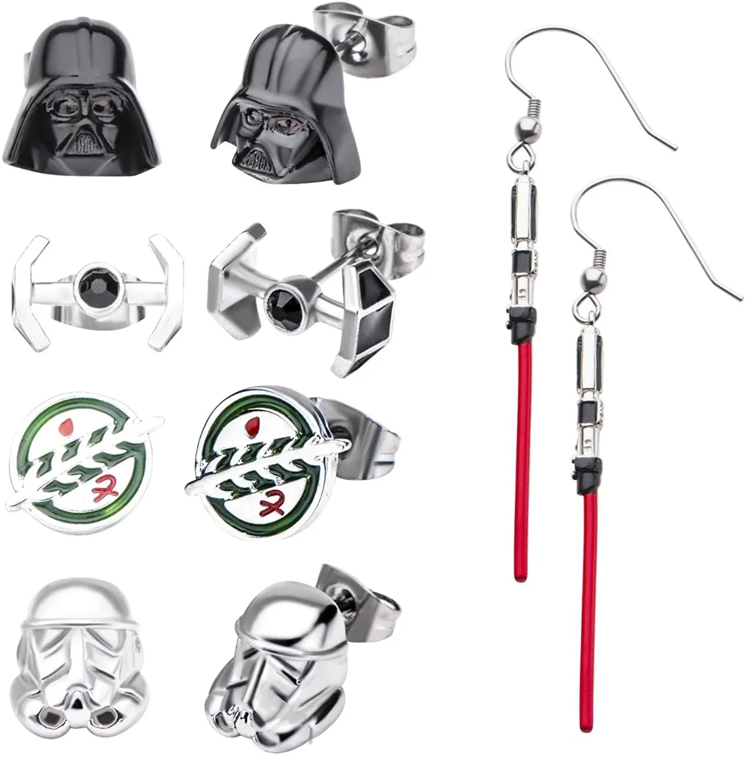 Star Wars Stainless Steel Dangle Charm Earrings Set