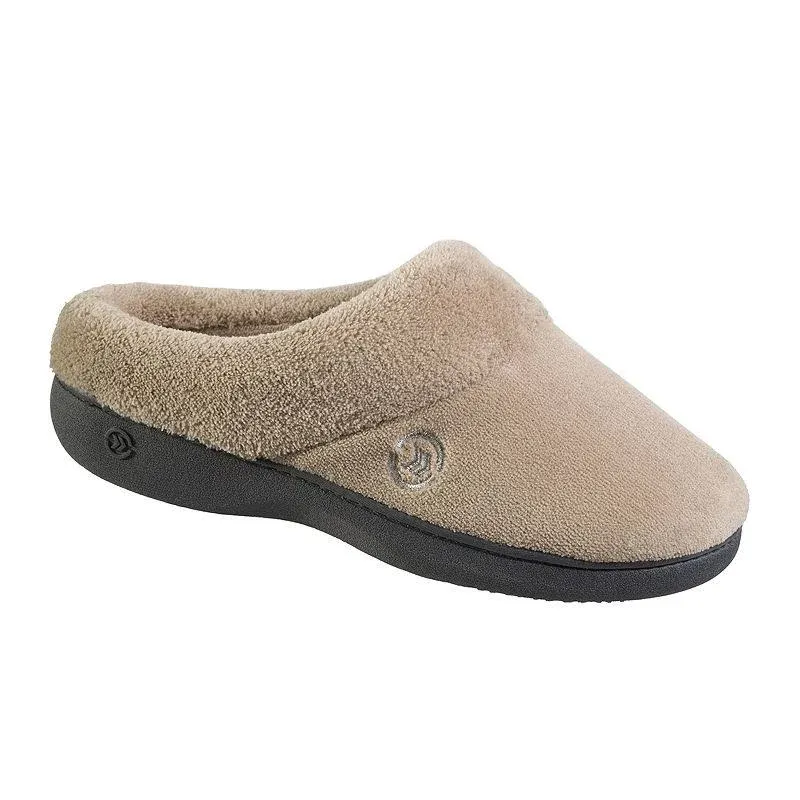 Isotoner Women's Mixed Microterry Hoodback Slippers