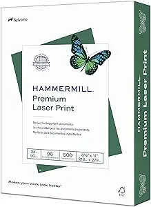 Hammermill Paper, Premium Laser Print Paper 8.5 x 11 Paper, Letter Size, 3 Hole, 24lb Paper, 98 Bright, 1 Ream / 500 Sheets (107681R)