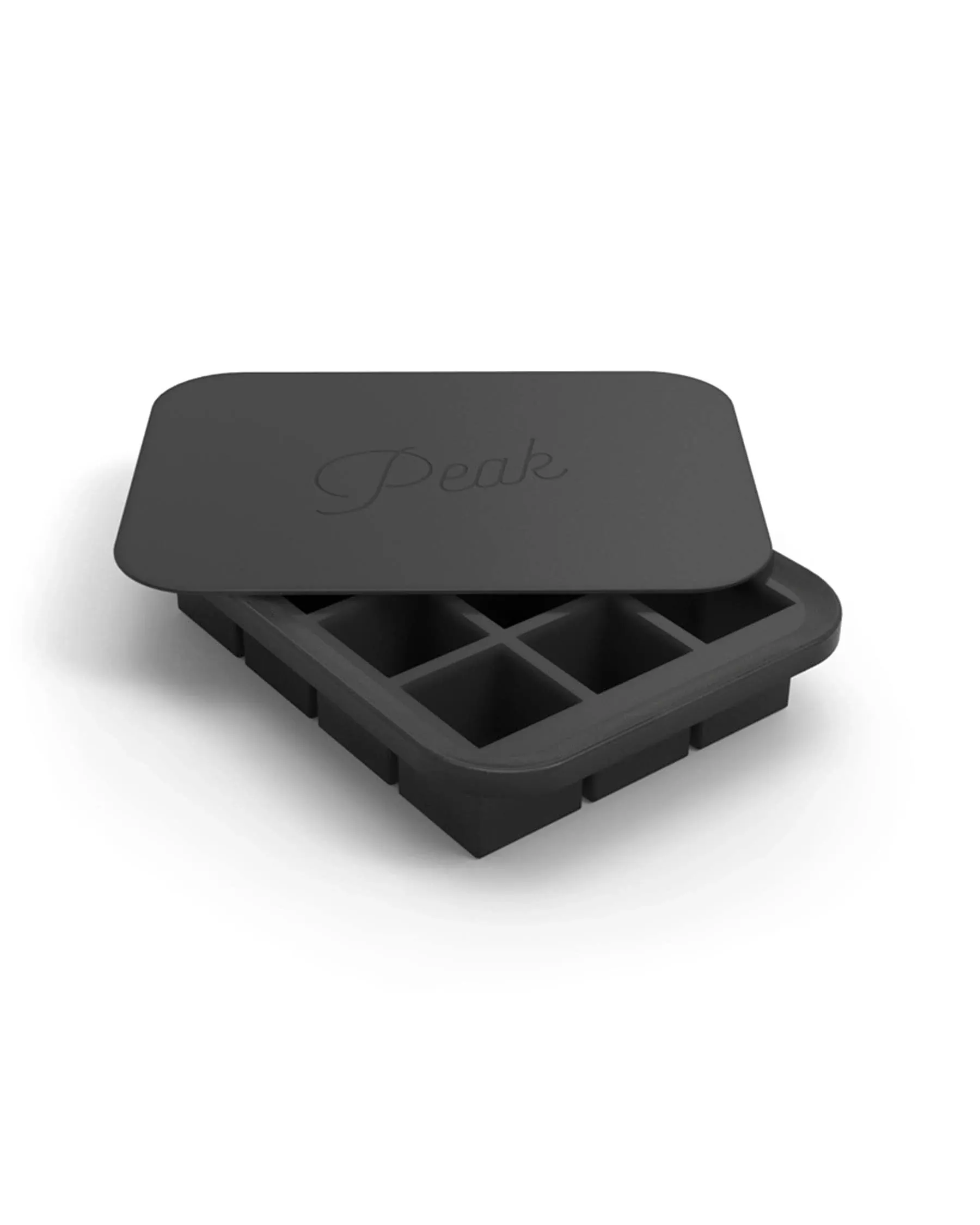 W&P Peak Silicone Collins Ice Tray w/ Protective Lid | Charcoal | Easy to Remove Ice Cubes | Food Grade Premium Silicone | Dishwasher Safe, BPA Free