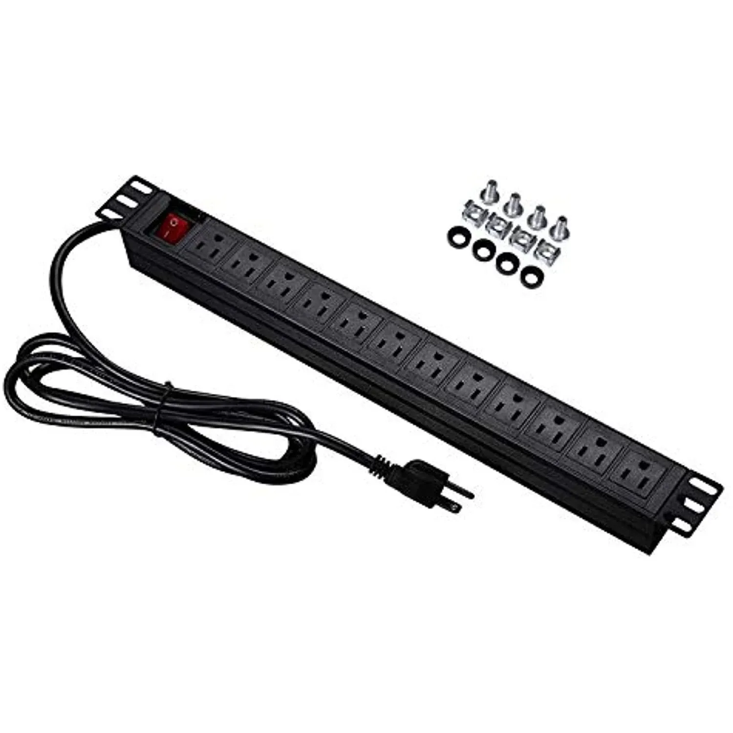 BTU Power Strip Surge Protector Rack-Mount PDU, 12 Right Angle Outlets Metal for