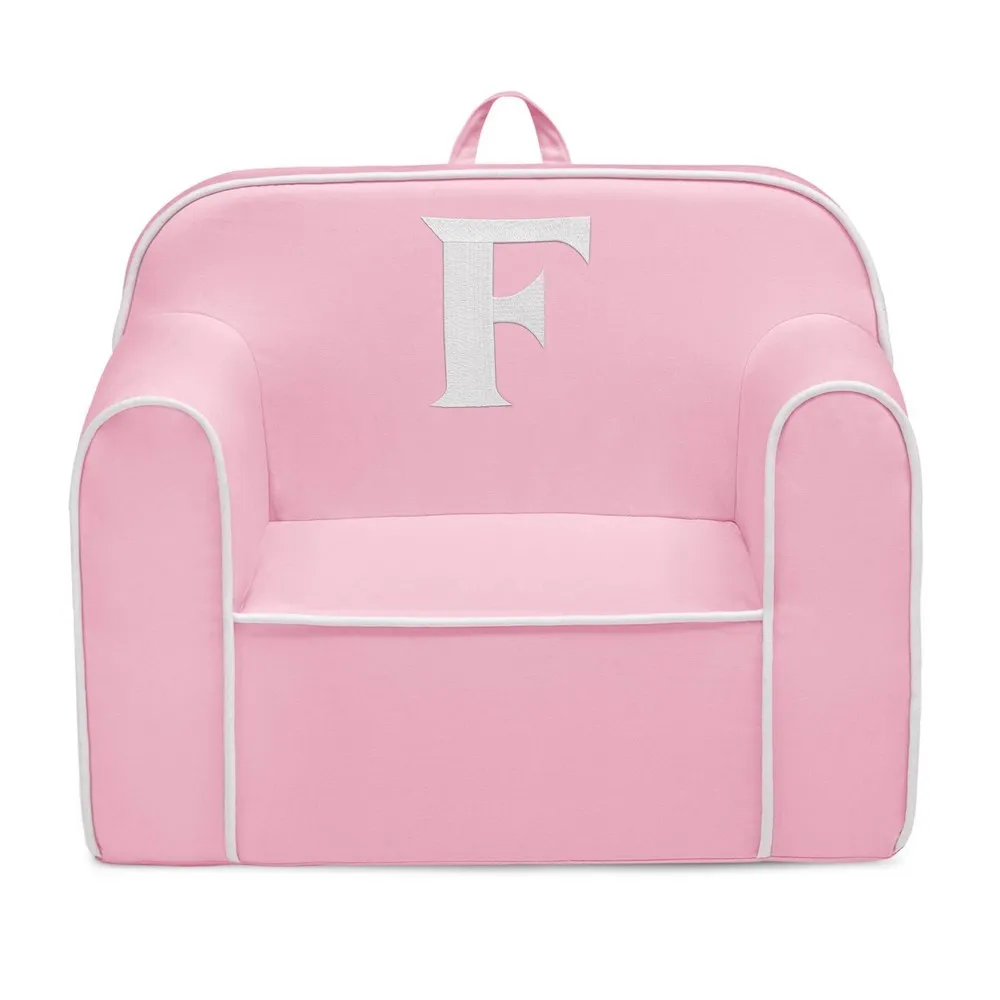 Delta Children Personalized Monogram Cozee Foam Kids' Chair - Customize with Letter F - 18 Months and Up - Pink & White