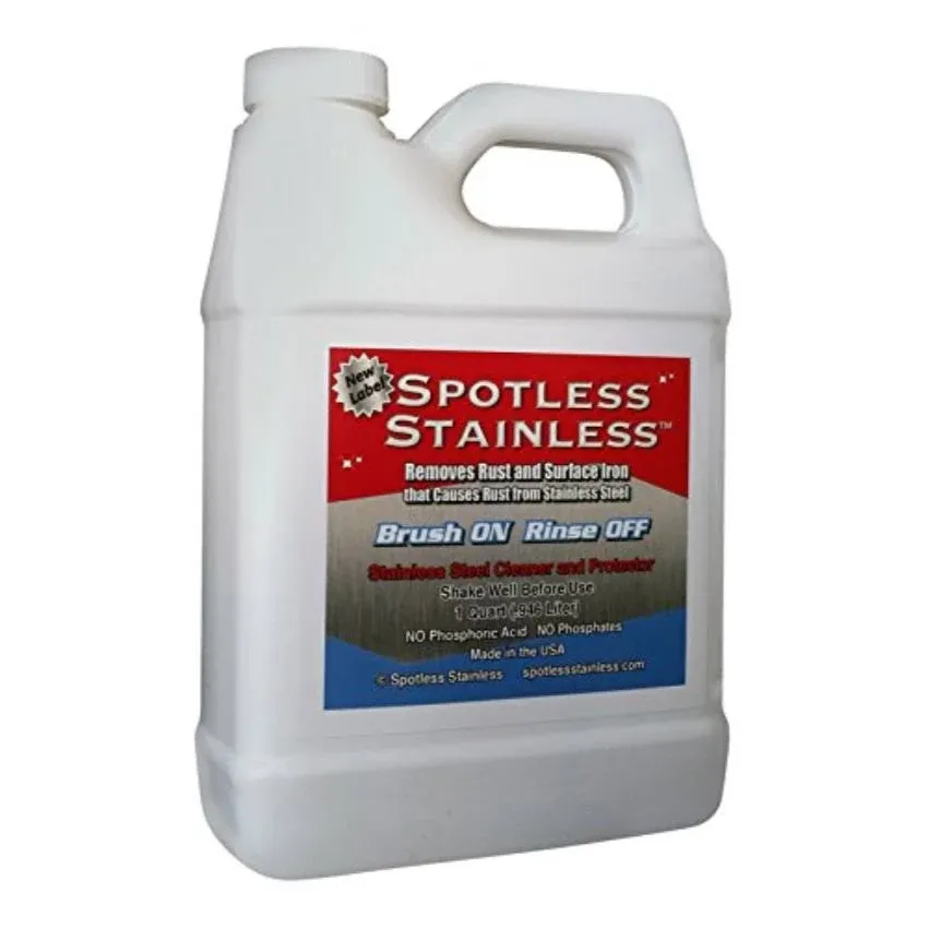 Spotless Stainless Citric Acid Rust and Rust Stain Remover for Stainless Steel - This Quart (32 Ounce) Gel Remover and Protectant is enough Stainless Steel Stain Remover for Routine Rust Removal, and to Remove Iron Stains from most Grades of Marine Stain