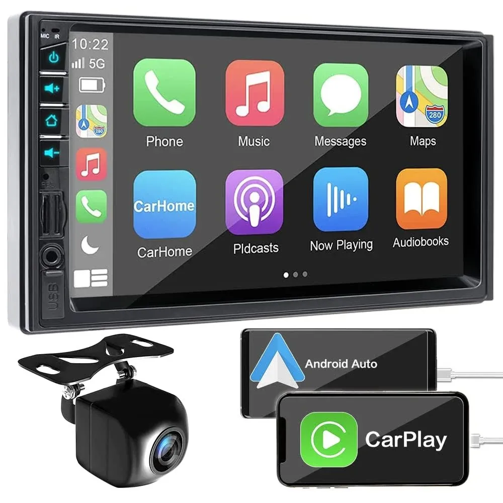 7 inch Double DIN Car Stereo for Apple CarPlay & Android Auto with Voice Control ...