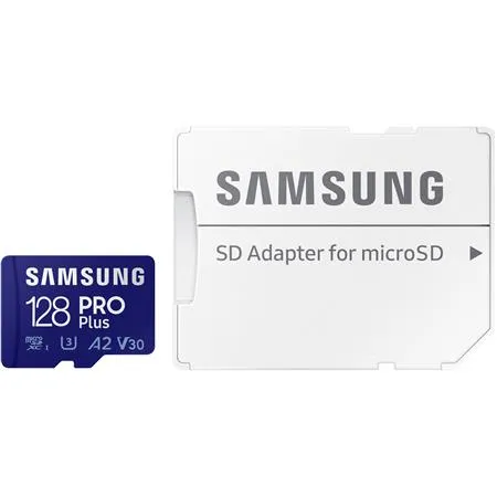 SAMSUNG PRO Plus microSD Memory Card + Adapter, 128GB MicroSDXC, Up to 180 MB/s, Full HD & 4K UHD, UHS-I, C10, U3, V30, A2 for Android Phones, Tablets, GoPRO, DJI Drone, MB-MD128SA/AM, 2023