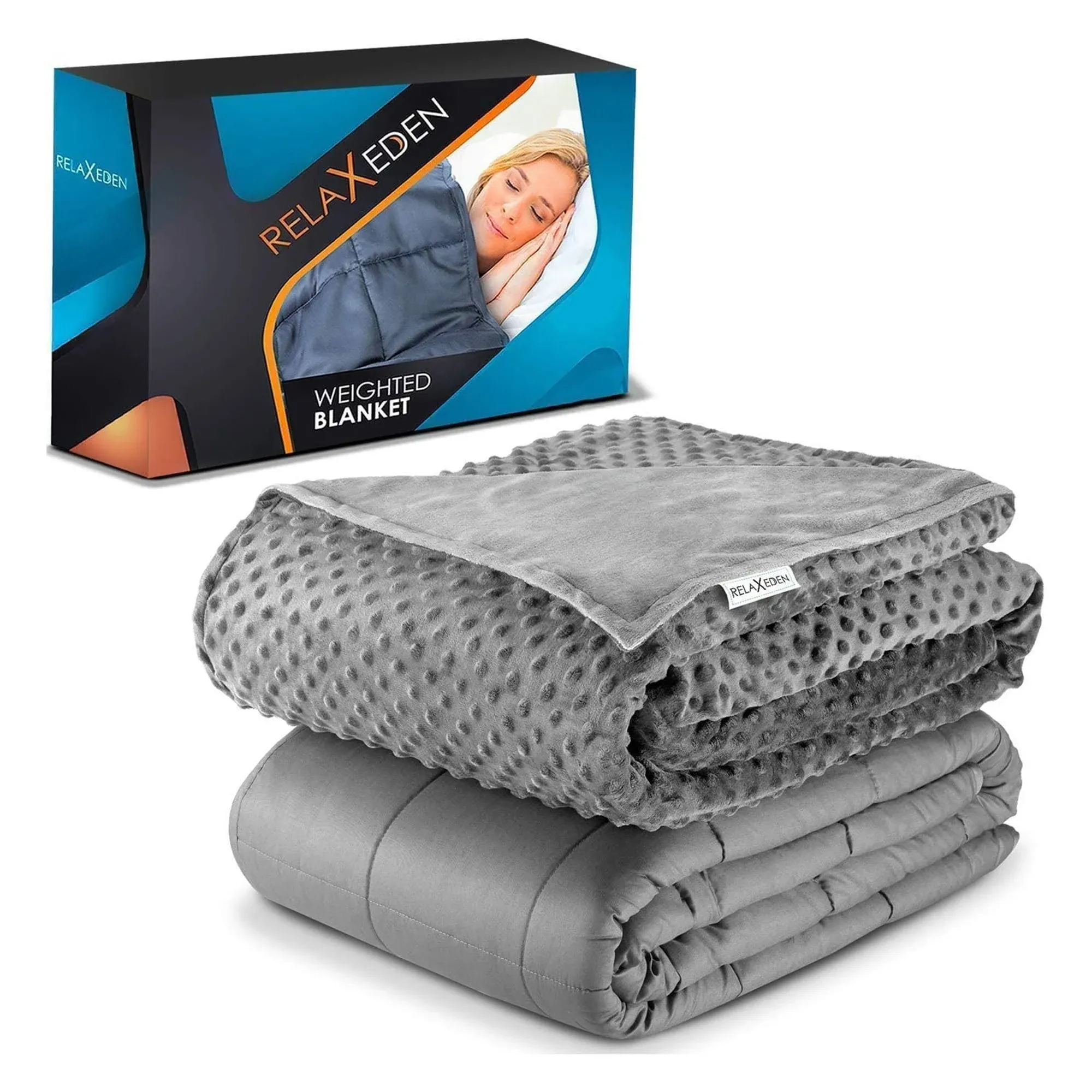 Relax Eden Adult Weighted Blanket W/Removable, Washable Duvet Cover| 15 lbs, 60”X ...