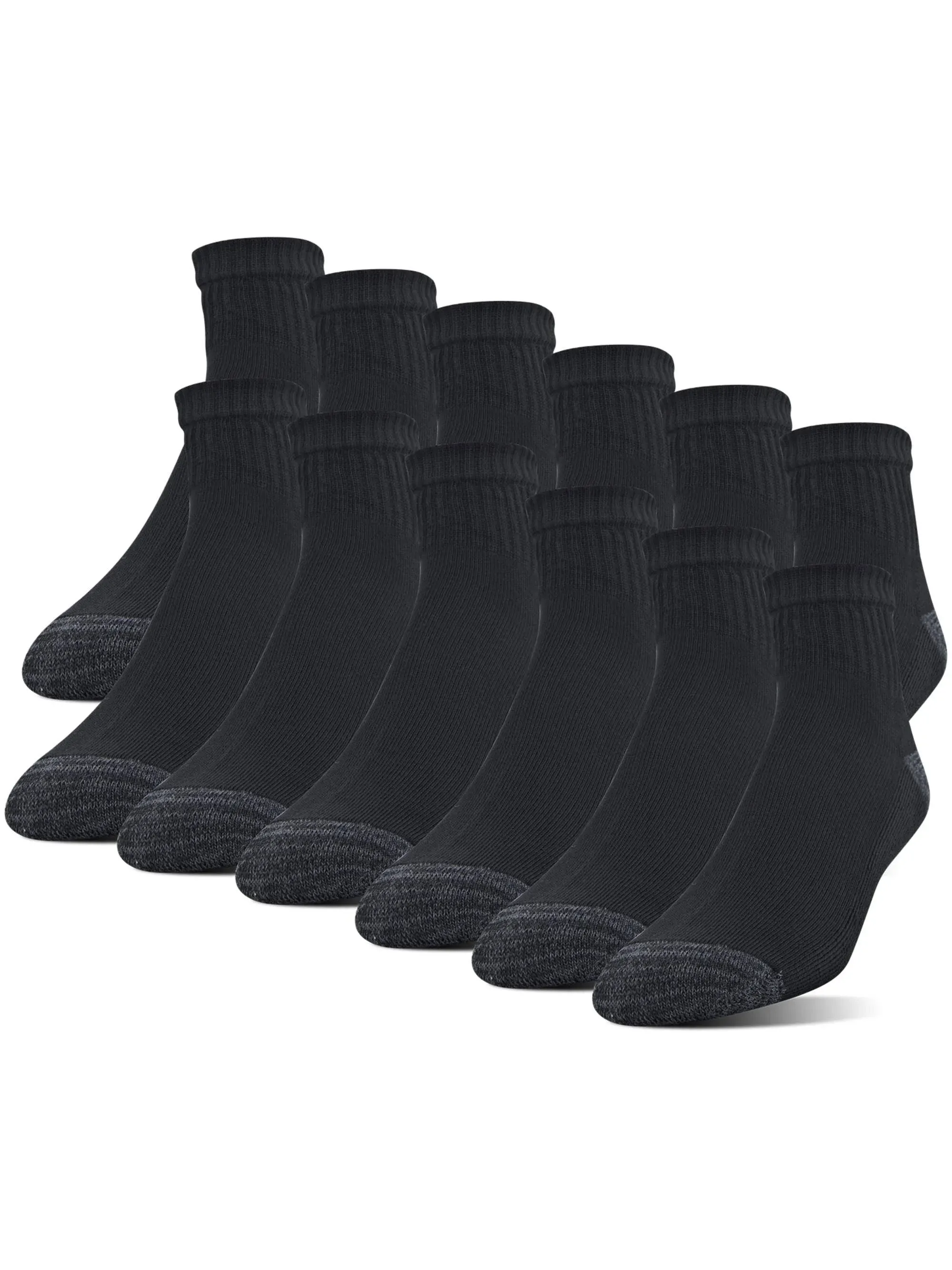 Gildan Men's Half Cushion Terry Foot Bed Ankle Socks, 12-Pack, Size: Shoe 6-12, Black