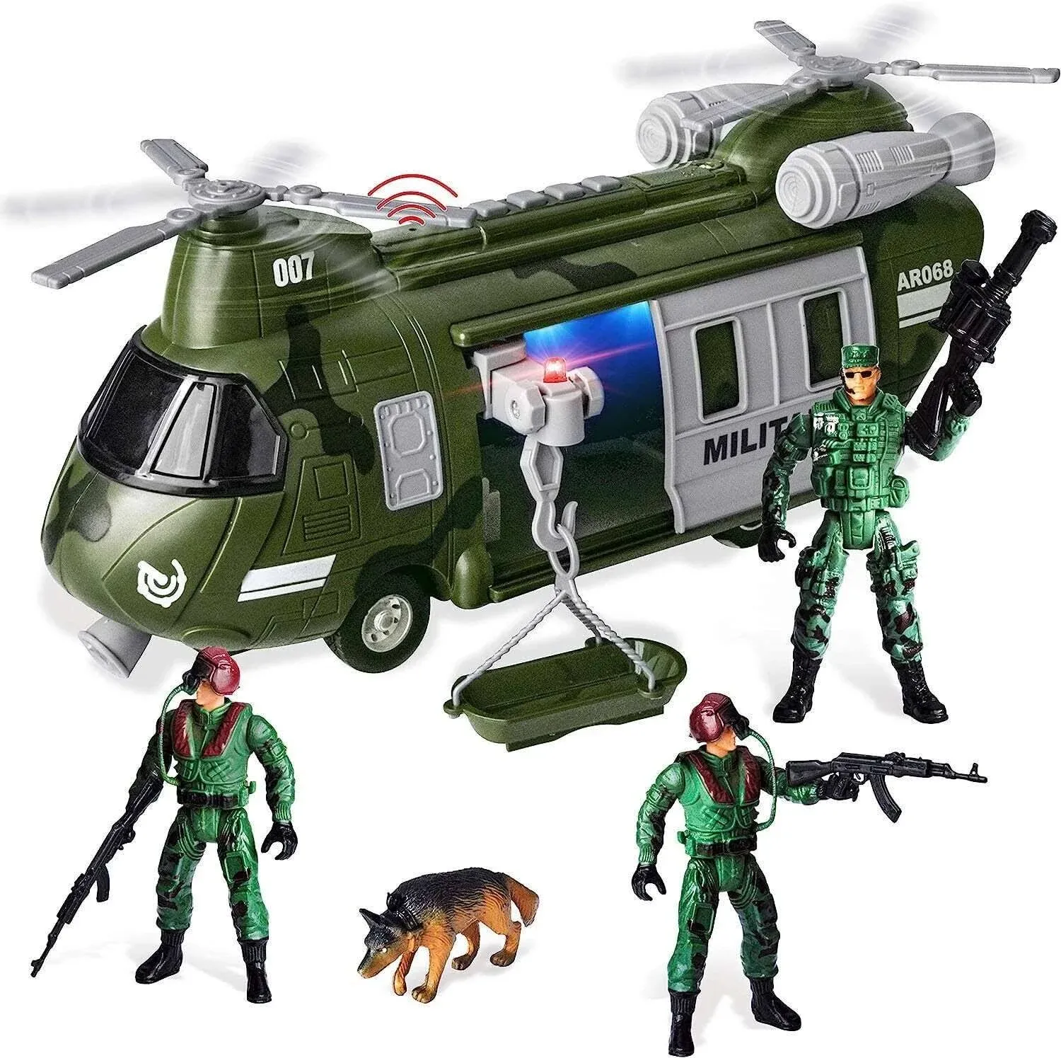 Syncfun Military Vehicles Toy Set of Friction Powered Transport Helicopter