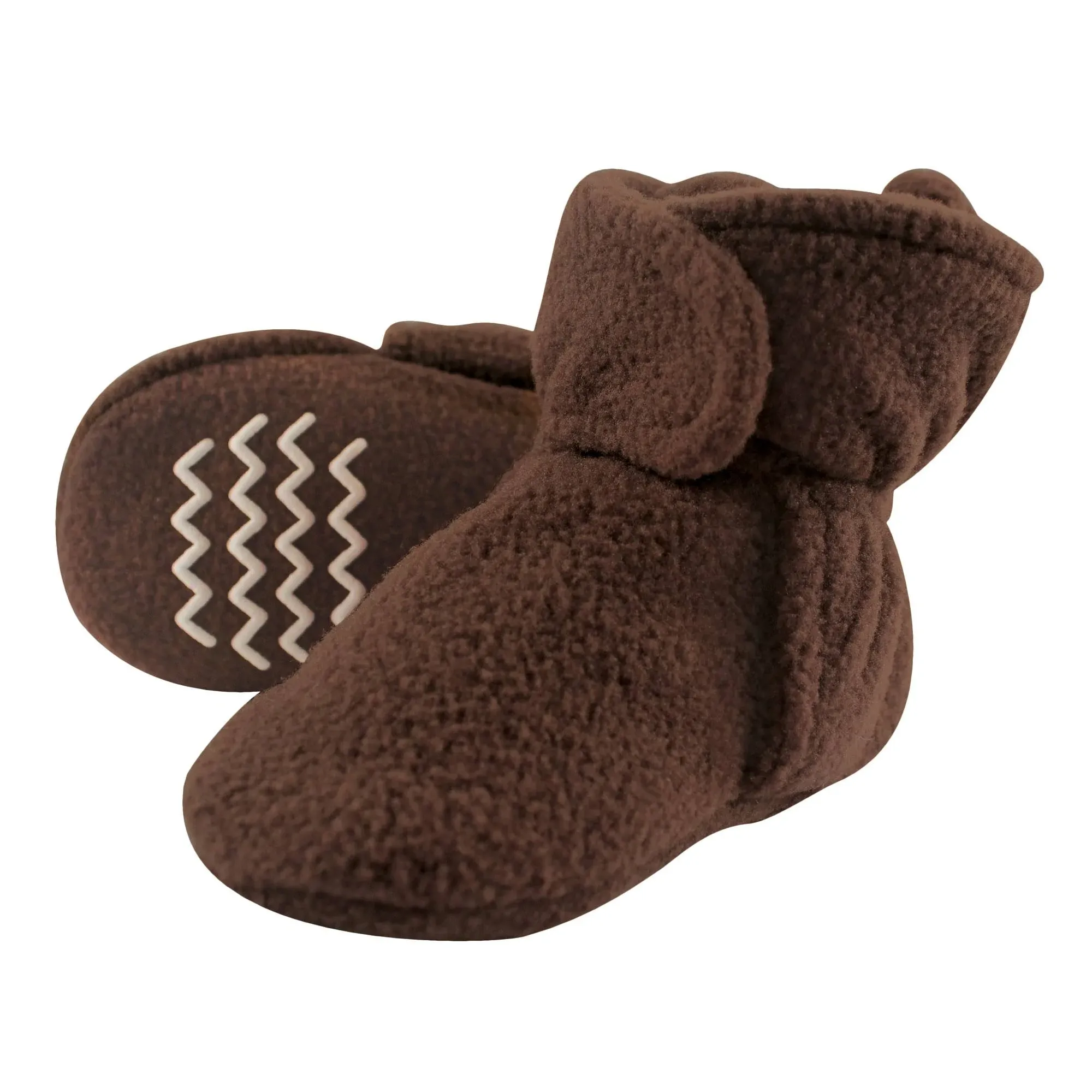 Hudson Baby Toddler Unisex Cozy Fleece Booties, Size: 2T, Brown