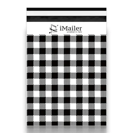 100 Count - 10x13 inch Poly Mailers Black Gingham Plaid Shipping Bags,Mailing Envelope with Self Seal Strip