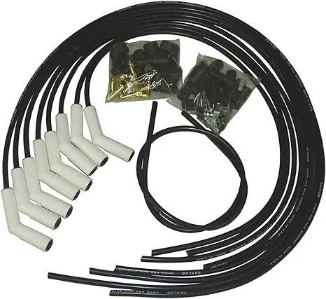 Taylor Cable 75053 8mm Spiro Pro White Ceramic Boot Universal Wire Set 135? Black