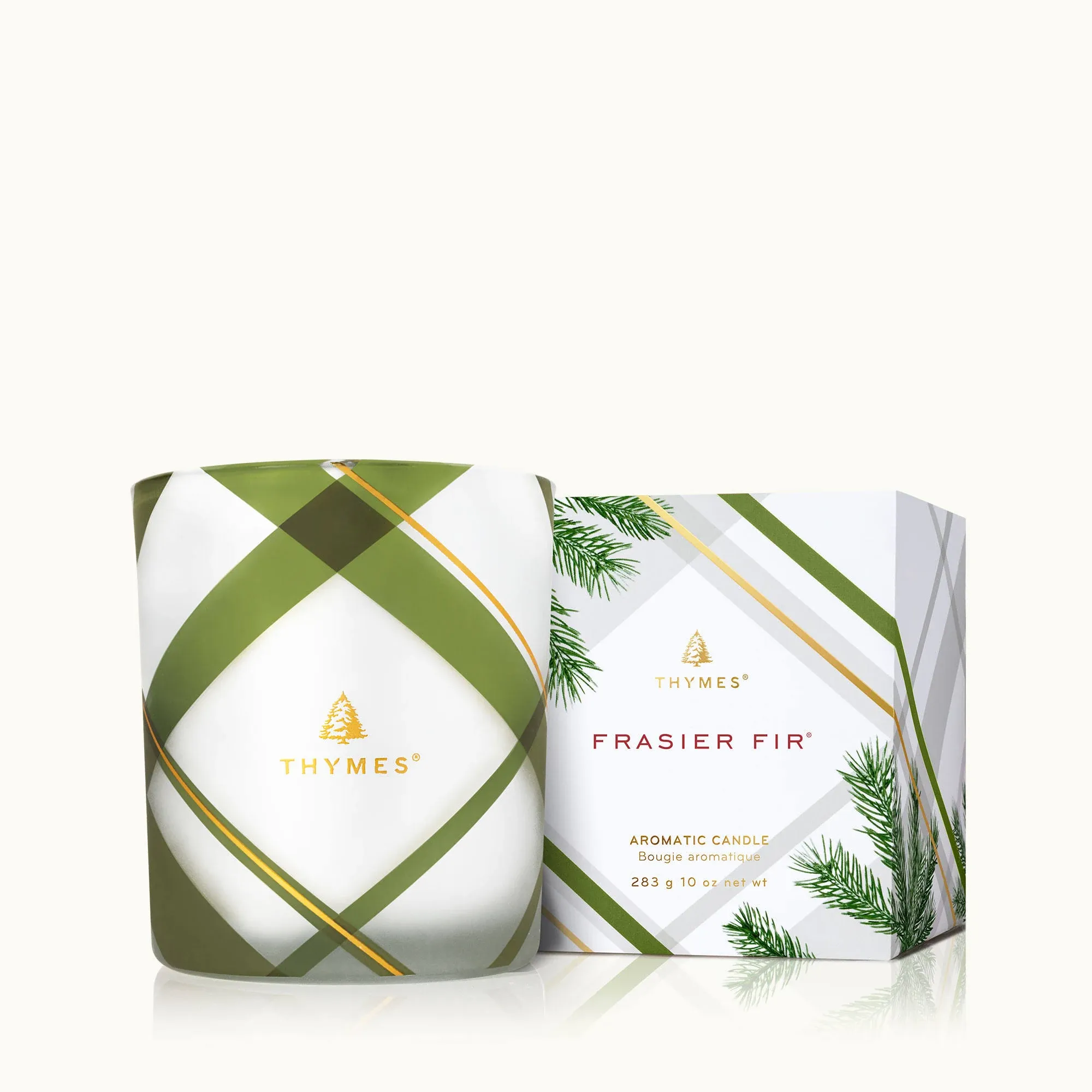 Thymes Frasier Fir Frosted Plaid Candle