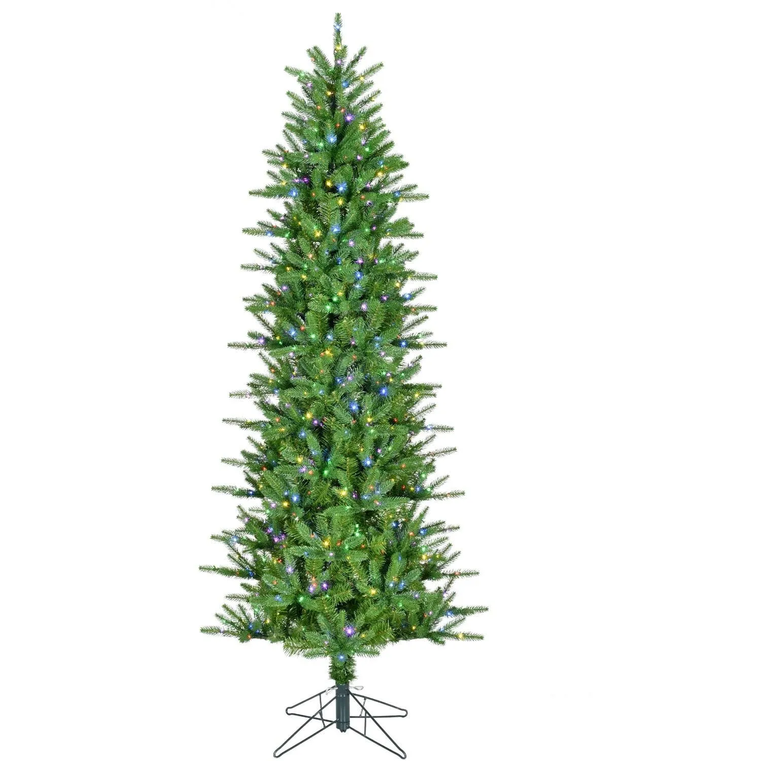 Fraser Hill Farm 6.5-ft Carmel Pine Pre-lit Slim Artificial Christmas Tree with Color Changing LED Lights