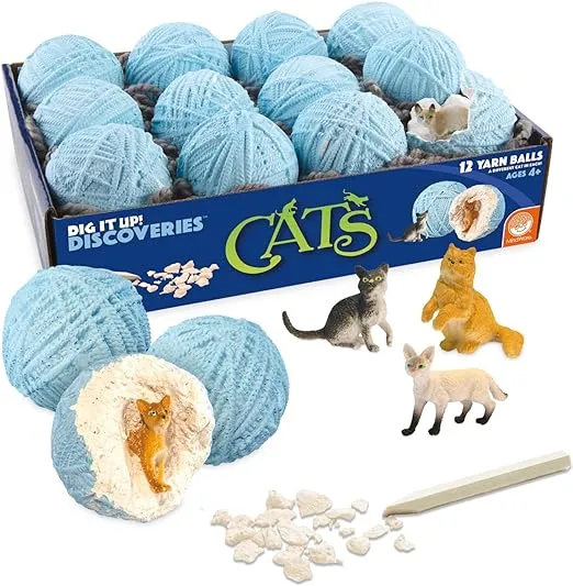 MindWare Dig It Up Discoveries: Cats – Party-Sized 12-Pack of Educational Discovery Digs for Kids with Tools & Fun Facts – Learn All About Cats!