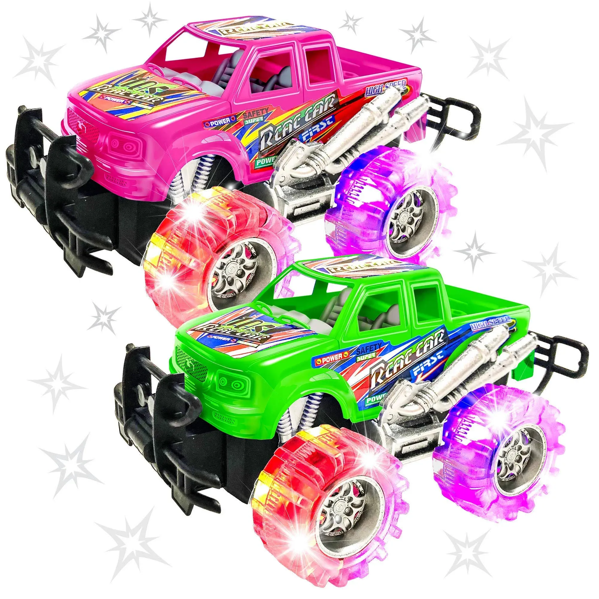 ArtCreativity Orange and White Light Up Monster Truck Set