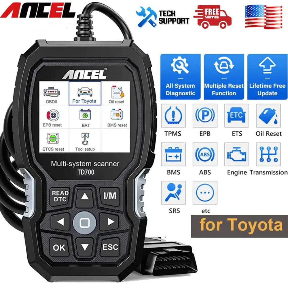 ANCEL TD700 OBD2 Scanner Fits for Toyota Lexus Scion All System Code Reader Tool