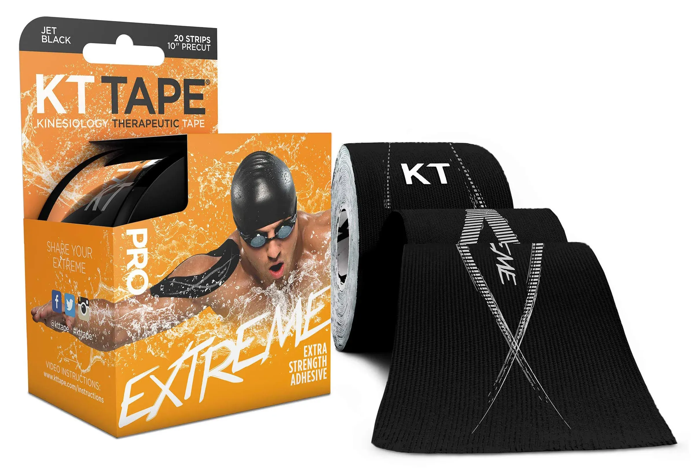 Kt Tape Pro Extreme Therapeutic Tape, Jet Black - 150 strips