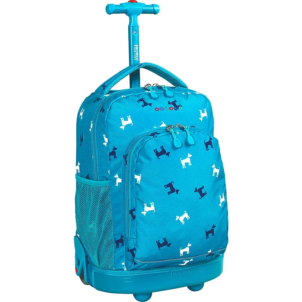 J World New York Sunny Rolling Backpack for Kids and Adults, One Size, Puppy 