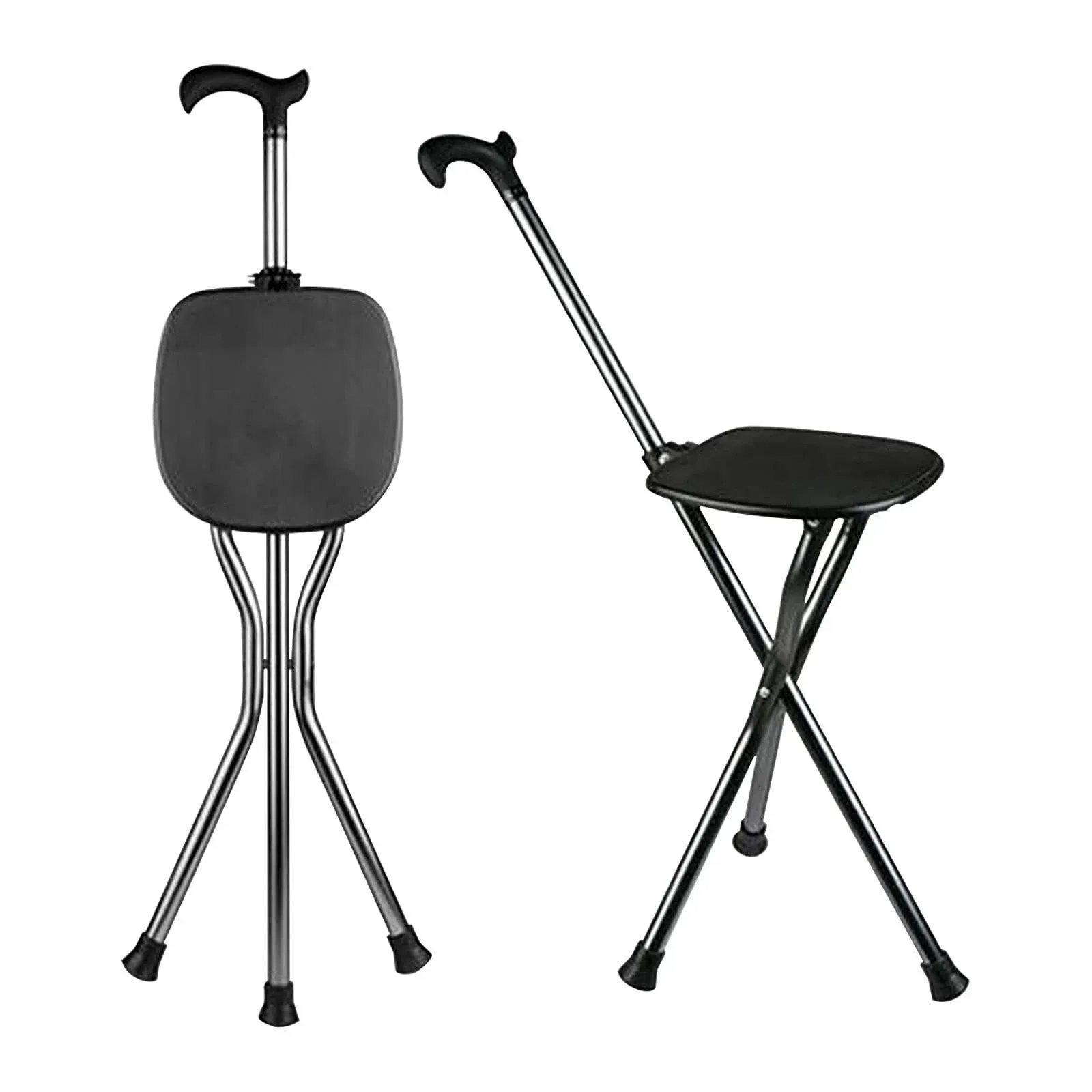 Hold 440 lbs Folding Canes with Seat Walking Stick Height Adjustment Cane Seat Capacity Frosted Handle with Magnetic Therapy Stone Massage Crutches Stool