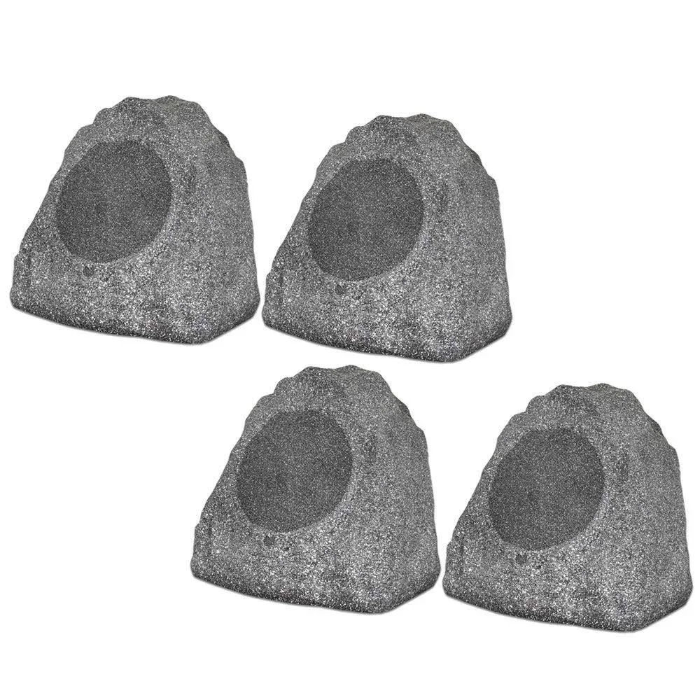 Theater Solutions 4R8G Outdoor Granite 8" Rock 4 Speaker Set for Deck Pool Spa ...