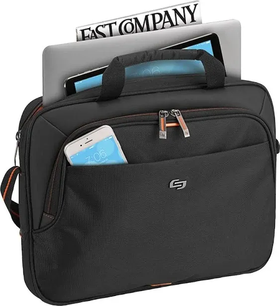 Solo New York Ace Slim Briefcase, Black, Polyester