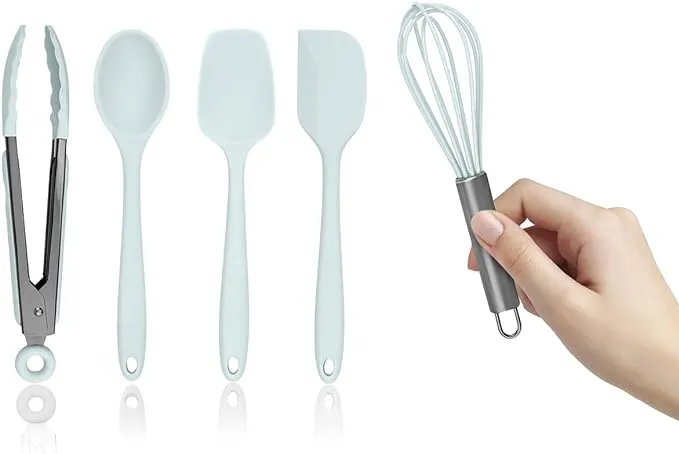 Set of Five Grey and Gunmetal Silicone MINI Kitchen Utensil Set