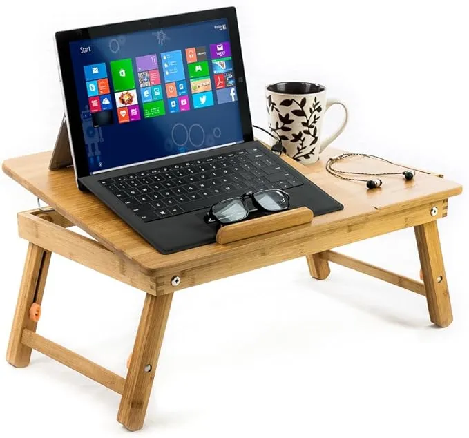 Aleratec Natural Bamboo Cooling Laptop Stand Bed Table Tray