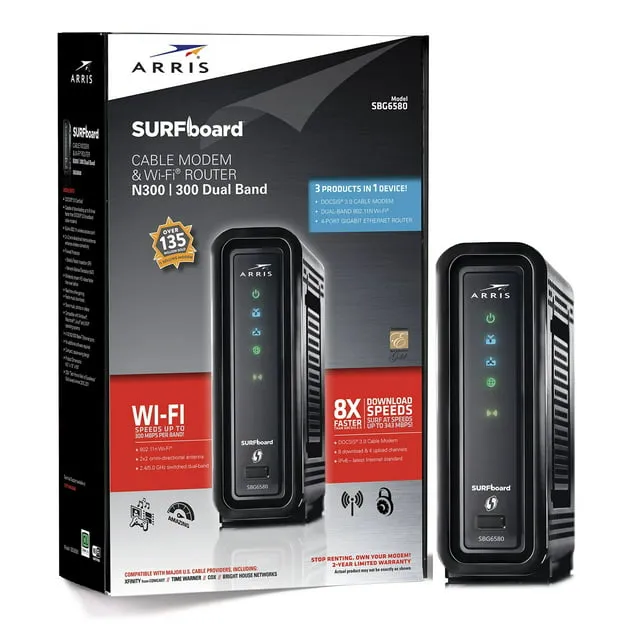 ARRIS Surfboard Sbg6580-2 Docsis 3.0 Cable Modem/ Wi-Fi N600