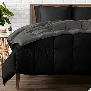 Bare Home Goose Down Alternative Reversible Comforter (Twin/Twin XL, Black/Red)