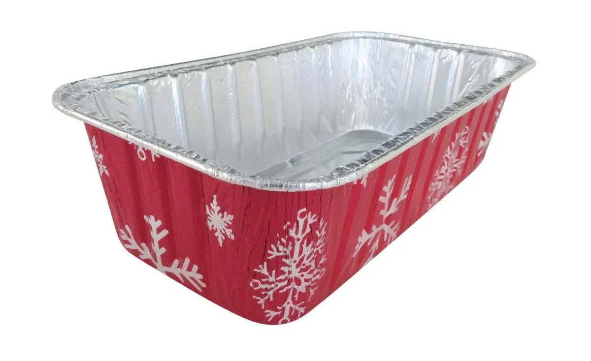 2 lb. Disposable Red Aluminum Holiday Loaf Pans w/Clear Dome Lids- #9401P