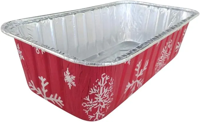 Disposable Aluminum Holiday 2 lb. Loaf Pans with Clear Snap on Lid #9401X (10)