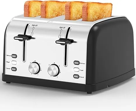 Toaster 4 Slice ,Retro Toater with 7 Shade Settings ,Best Prime Toaster for Waffles, 4 Slice Toaster with 3 Mode,bagels and More Toaster T-527 Ysyi