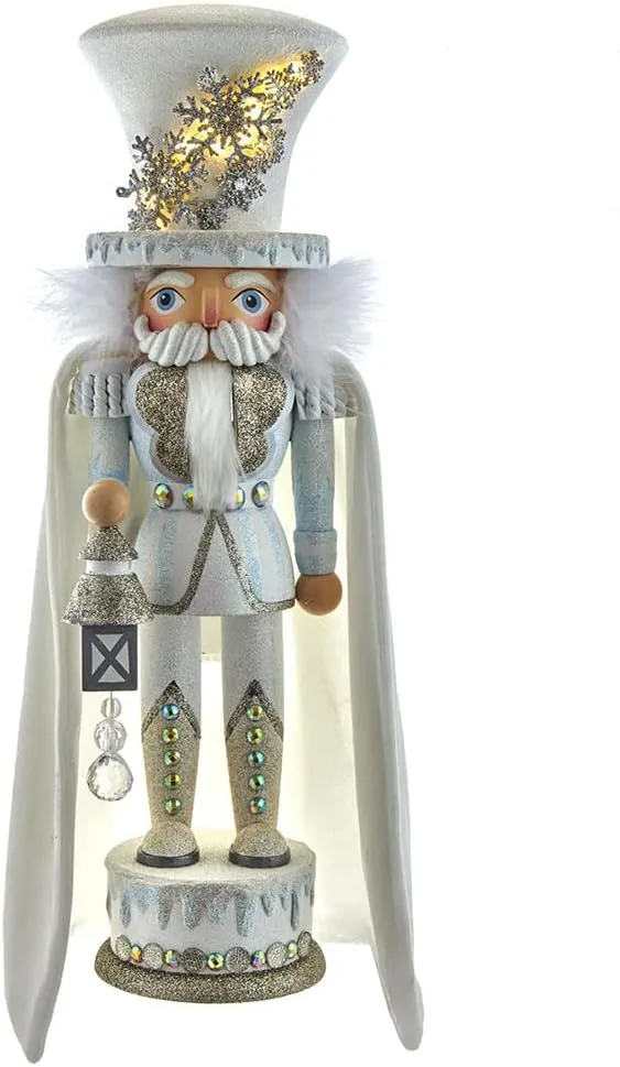 Kurt Adler 18" Hollywood Snowflake Soldier Battery-Operated LED Nutcracker - White