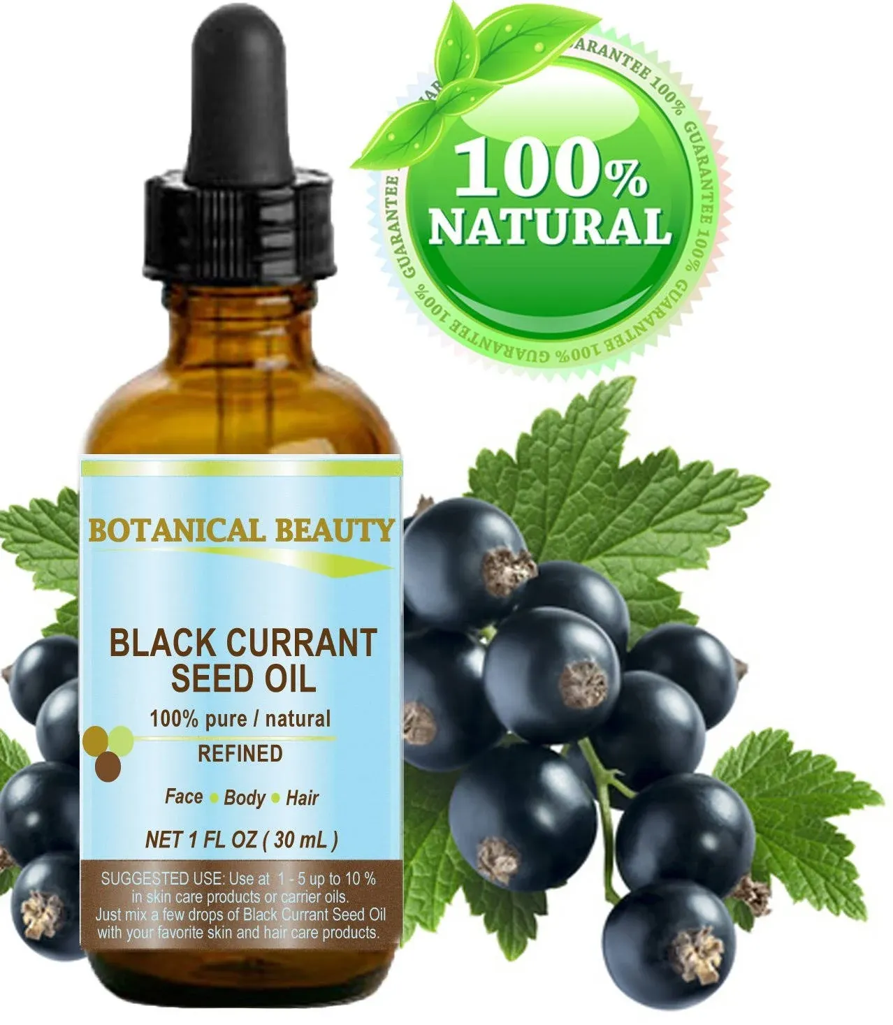 Black Currant Seed Oil. 100% Pure / Natural / Undiluted / Refined Cold Pressed ...