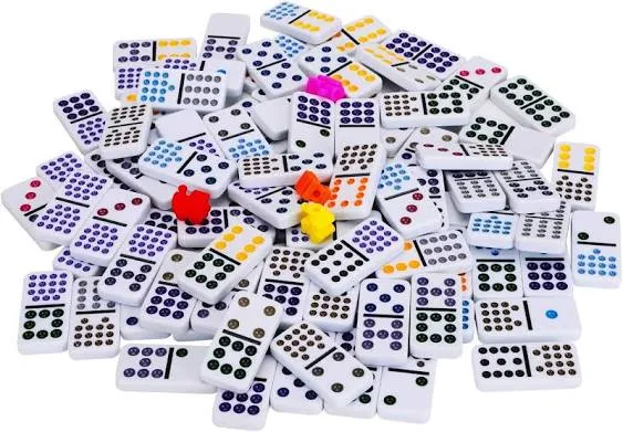 Double 15 Mexican Train Dominoes Set 136 Colored Dot Tiles Family Board Games