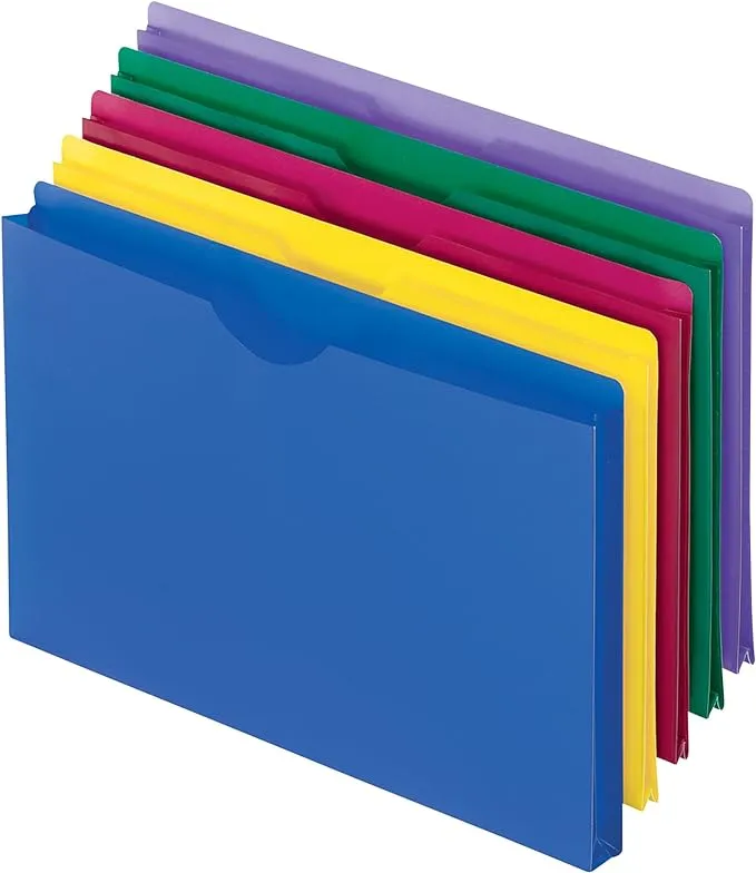 Pendaflex Translucent Poly File Jackets, Legal size, Assorted Colors, 5/Pack (50993)