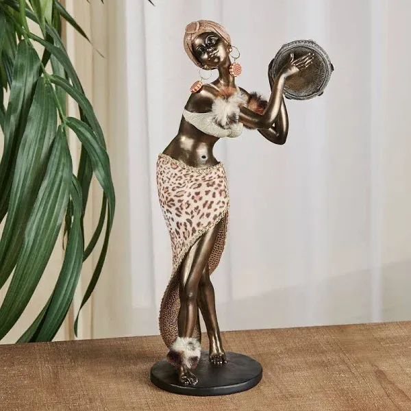 Zilla African Woman Dancing Table Sculpture Bronze