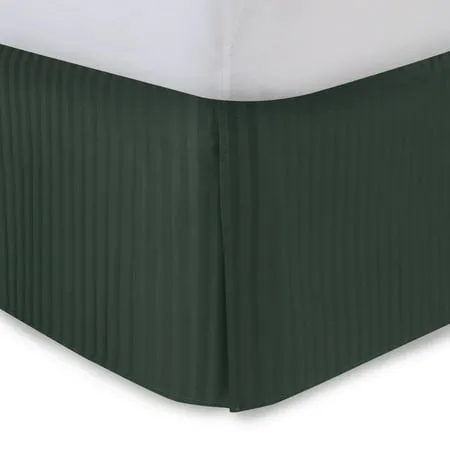 Hunter Green Bed Skirt Twin XL Bed Skirt 18 Inch Drop Tailored/Pleated Striped Bedskirt Dust Ruffle with Split Corners and Platform Solid Poly/Cotton 300TC Fabric