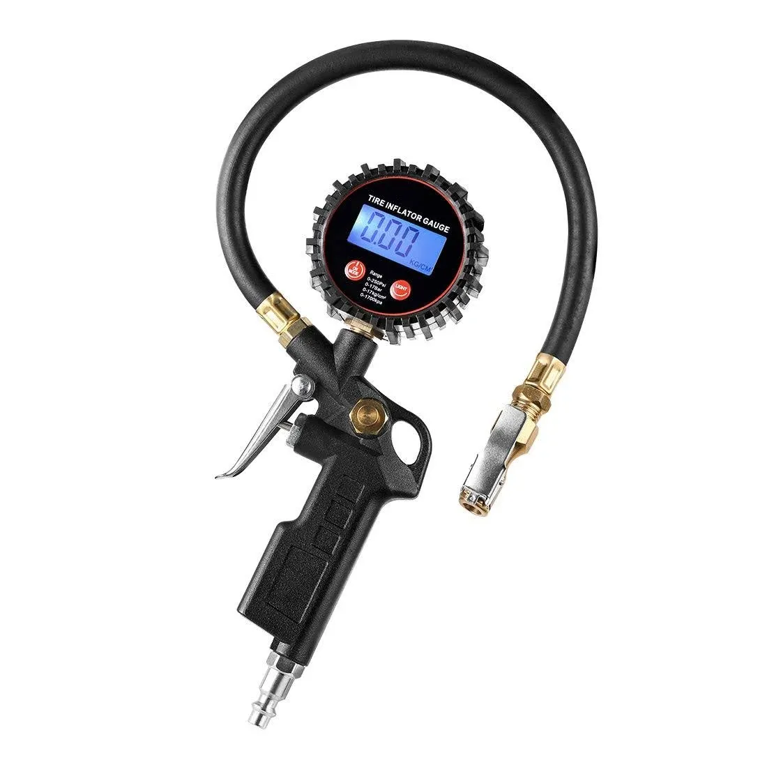 Digital Tire Inflator Pressure Gauge LED Display Tyre Deflator Gage with Stra...