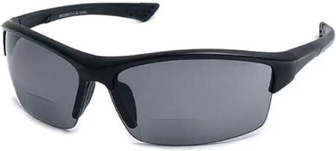 The Foster Bifocal Sun Reader Sport and Wrap Around Reading Sunglasses, Unisex Half Frame Readers