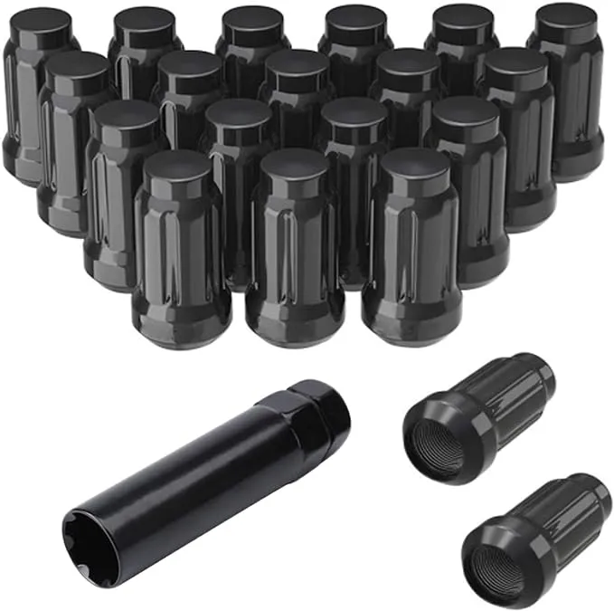 EZISOE 12mmx1.25 Wheel Lug Nuts, 20pcs M12X1.25 Black Thread XL Spline Lug Nuts ...