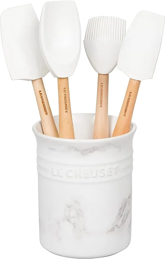 Le Creuset Craft Series 5-Piece Utensil Set with Crock Marble