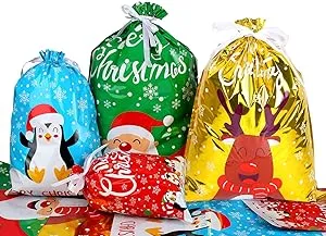 STEFORD 30PCS Christmas Drawstring Gift Bags,Lager Size Xmas Gift Wrapping Goodies Bags