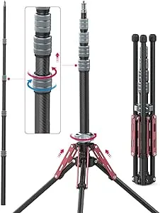 ULANZI Light Stand Carbon Fiber MT-49, Adjustable Tripod Stand for Photography with Phone Clip, 194cm/76.4inch Studio Sturdy Tripod for Speedlight Flash Softbox Strobe Light Camera with Carrying Bag