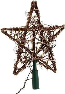 Kurt Adler 9" Eco Country Natural Brown Rattan Star Christmas Tree Topper