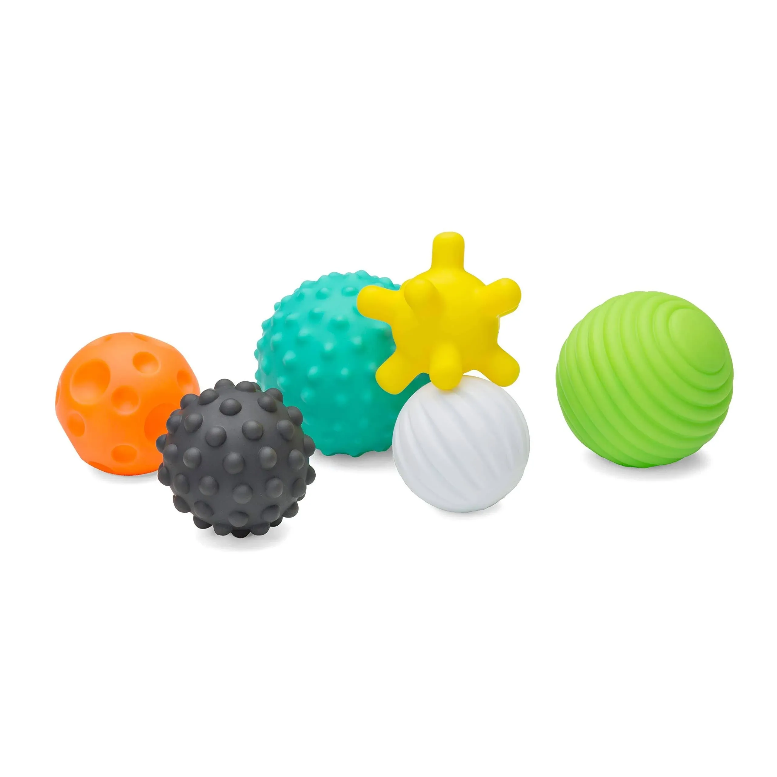 Infantino Textured Multi Ball Set, Soft Plastic, Baby 6-12 Months, Multi-Color, 6-Piece